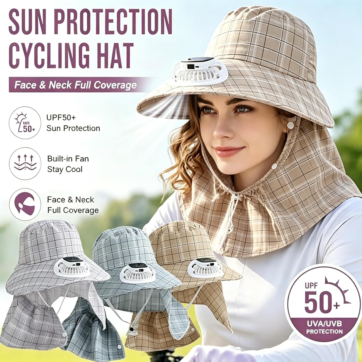 Outdoor Power Usb - 1PC Sombrero con Ventilador de Energía
