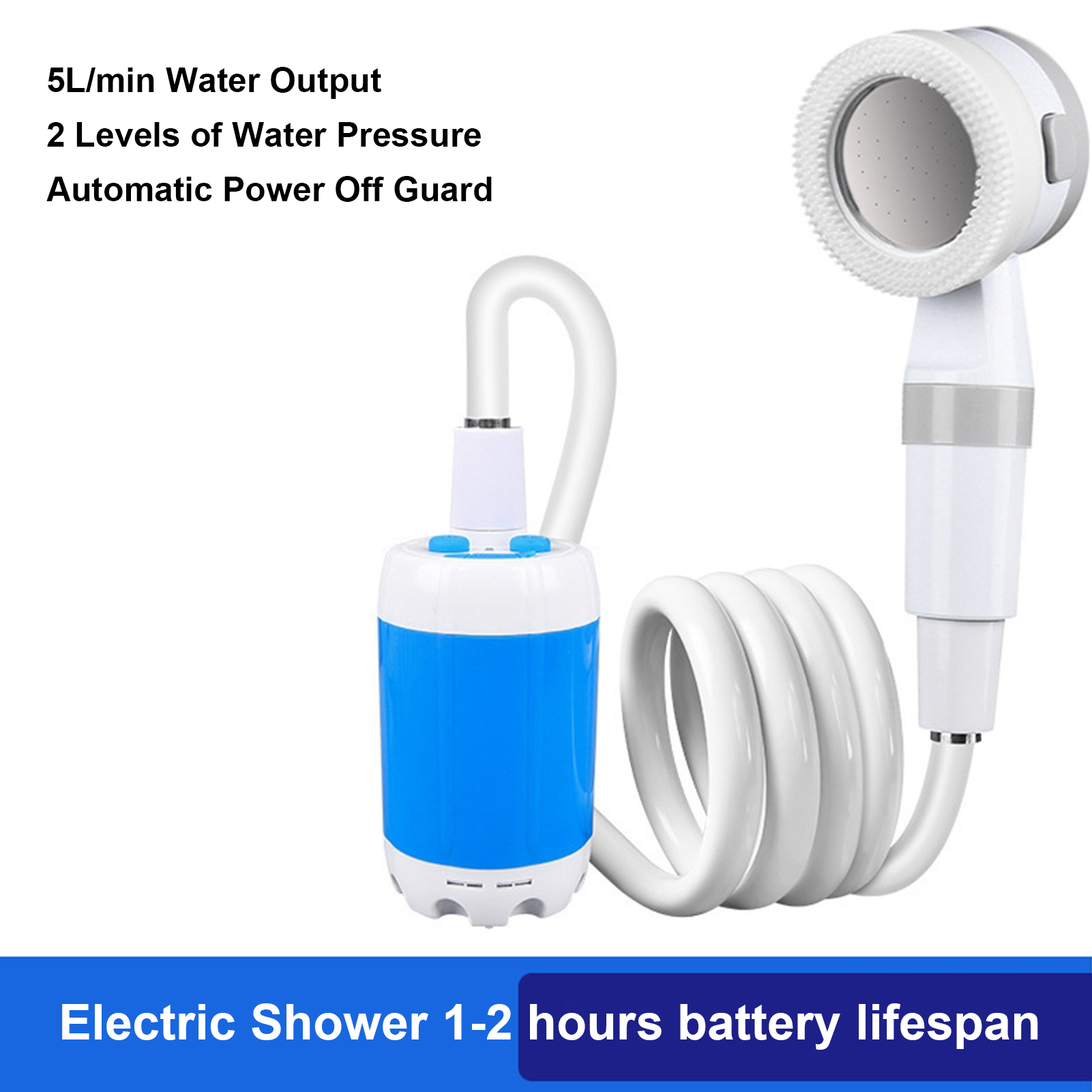 Outdoor Power 'Hose' - Ducha Portátil para Exteriores con Batería,
