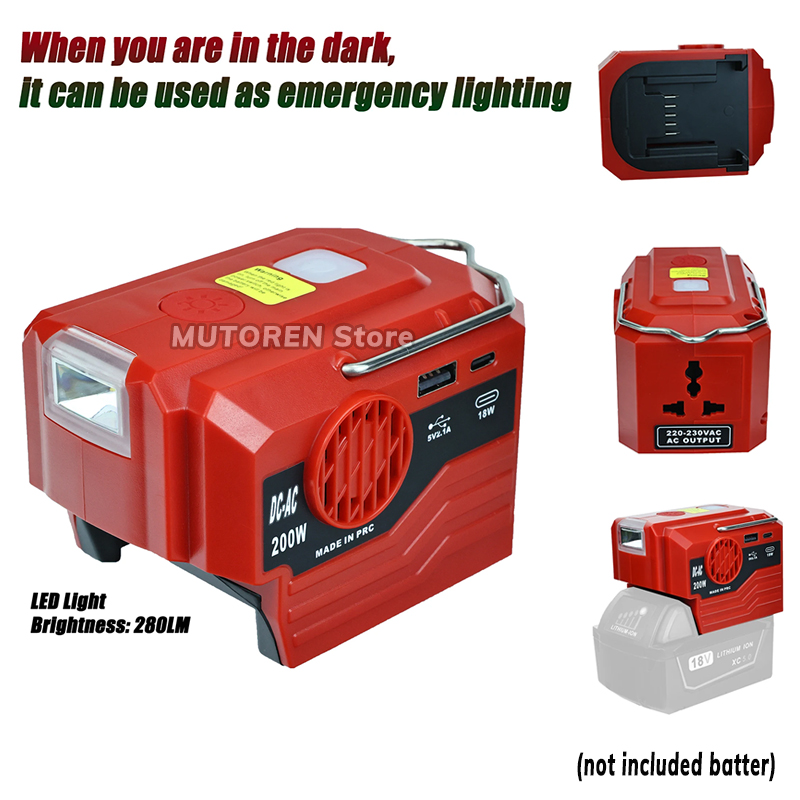 Outdoor Power Inverter - Inversor de energía portátil para exteriores,