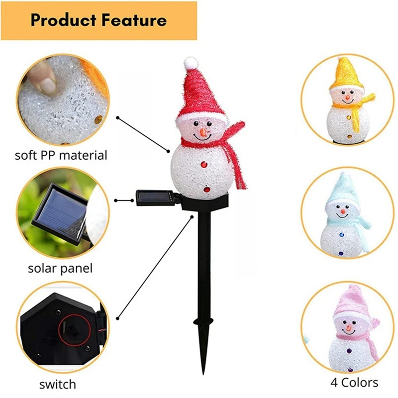 2 LED muñeco de nieve luz Sola - Outdoor Yard Power Stake reseña y precio