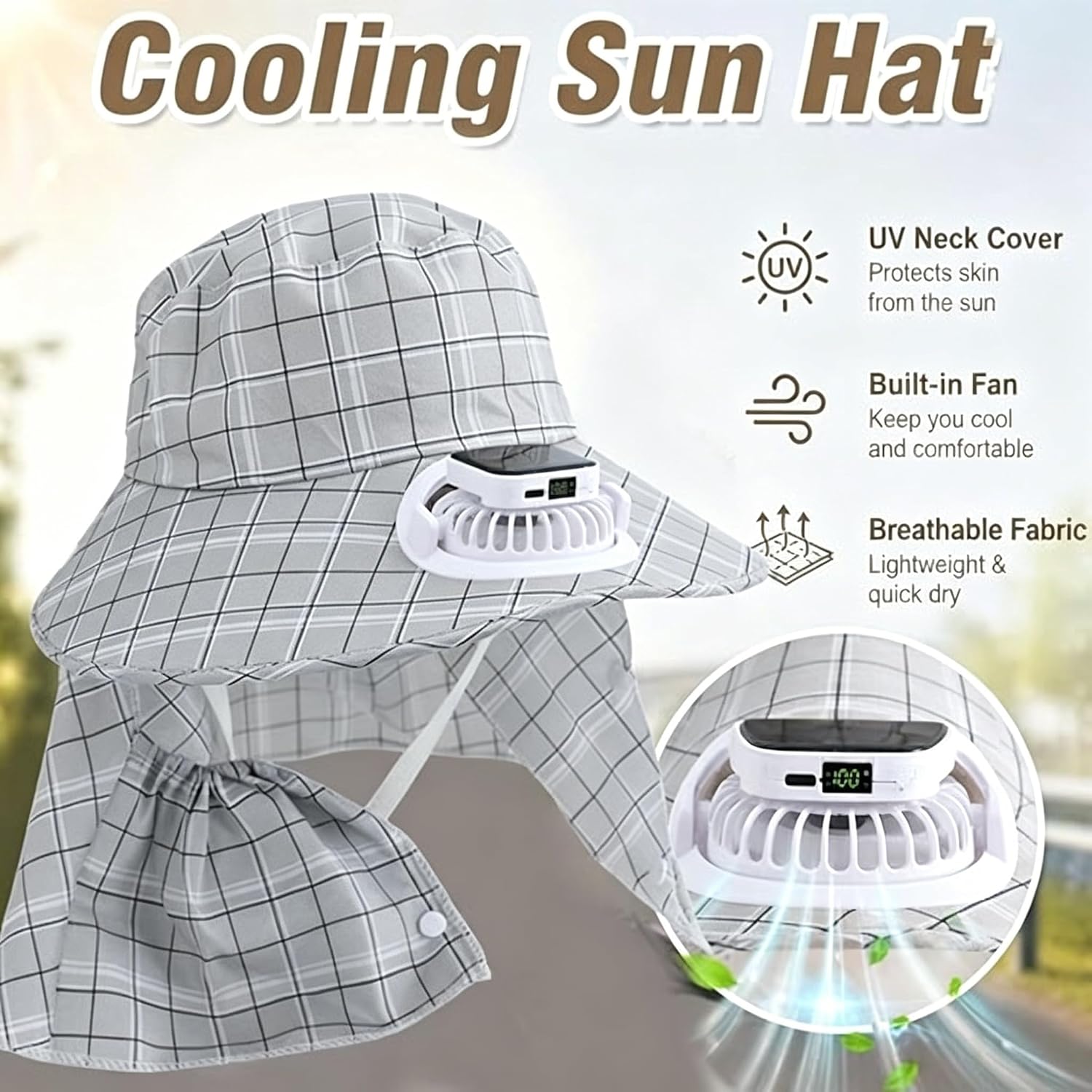 1PC Sombrero con Ventilador de - Outdoor Power Usb reseña y precio