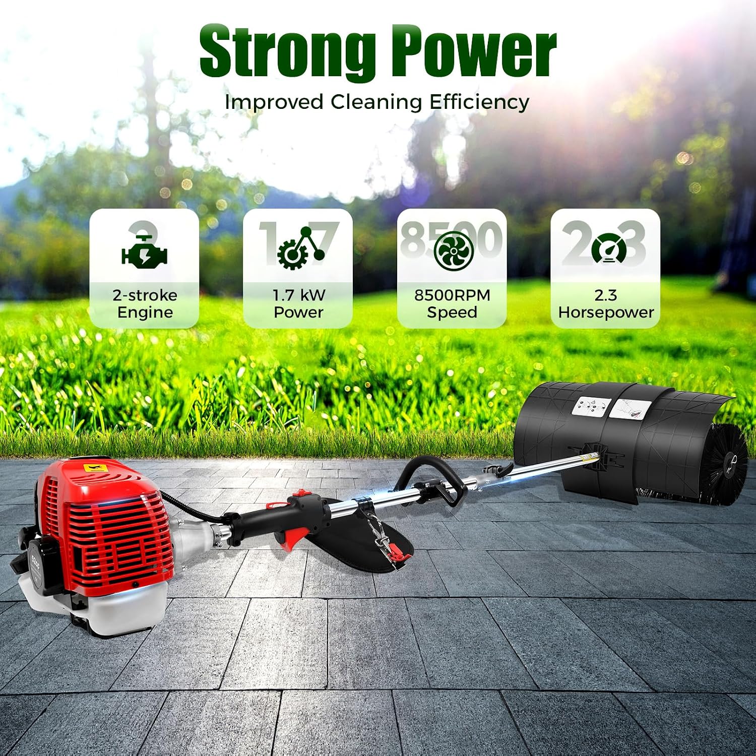 Escoba a gasolina portátil de  - Outdoor Power Broom reseña y precio