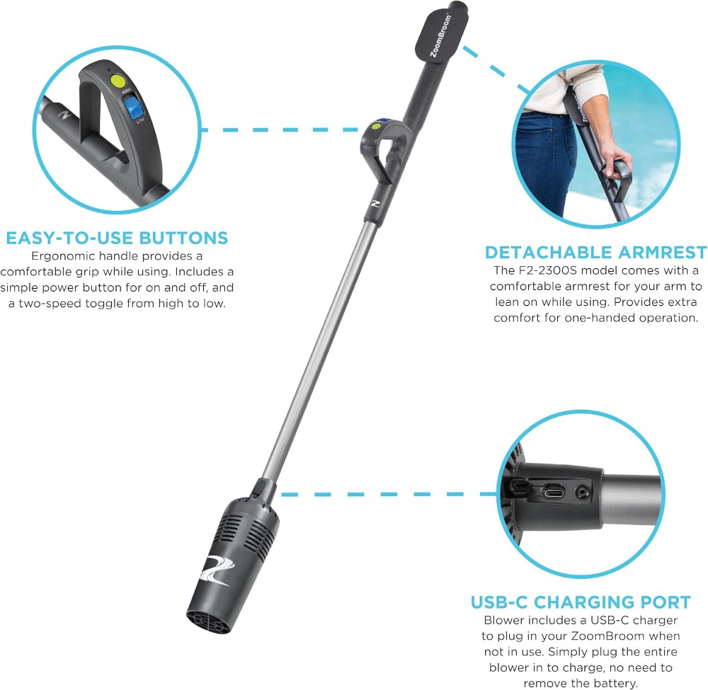 Escoba de aire ligera con mang - Outdoor Power Broom reseña y precio