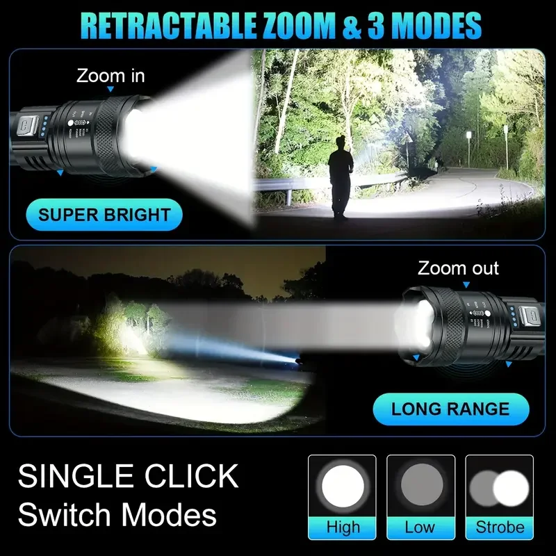 Linterna LED táctica de 2000LM - Outdoor Power Usb reseña y precio